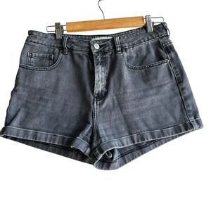 PacSun Denim Mom Shorts‎ High Waist Cuffed Hem Black Wash Size 30 Classic Casual